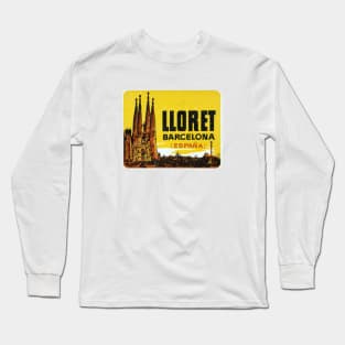 Lloret Barcelona Vintage Landscape Sagrada Familia Spain Long Sleeve T-Shirt